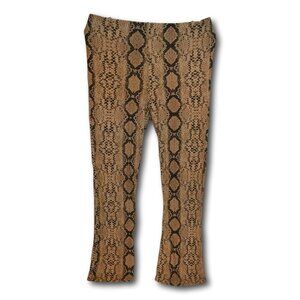 Topshop Women's Snake Print Bootcut Pants – Size US 12 – Brown Stretch Trousers